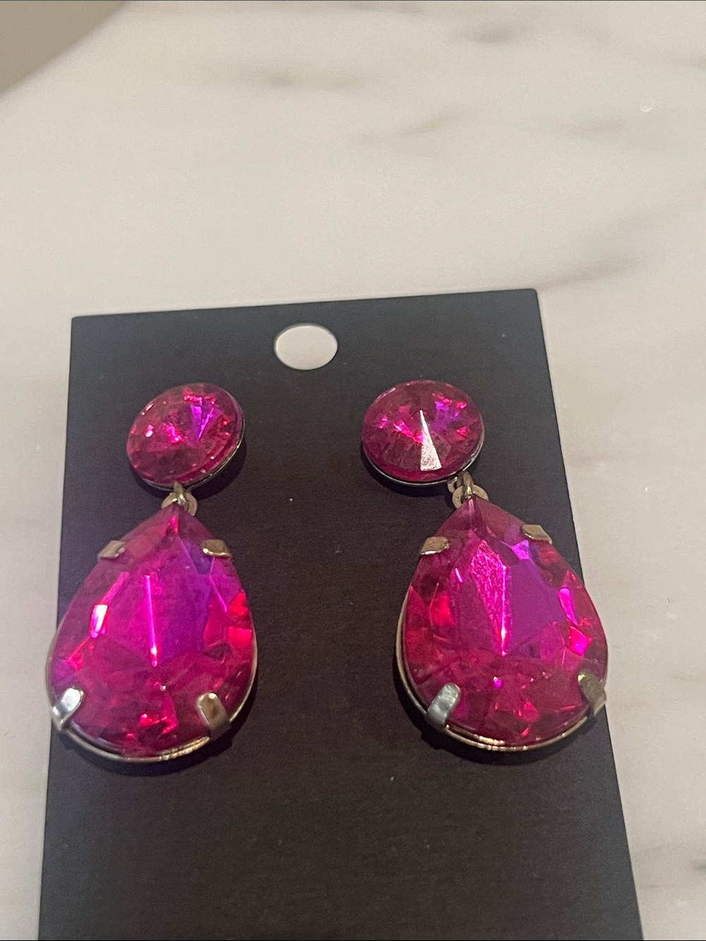 Fuchsia drop stud earrings